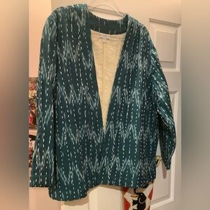 Pure J. Jill Blue and White Quilted Cotton Jacket, Size 2X, NWOT.